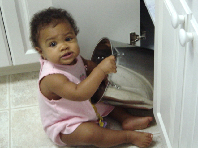 I love taking out all the pots and pans, it's fun.